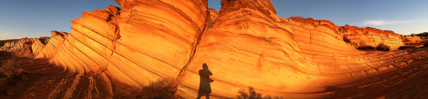 Shadowy self portrait, The Great Wall, Sunset, Page, Arizona Shadowy self portrait, The Great Wall, Sunset, Page, Arizona